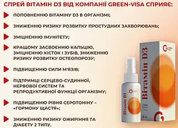 Вітамін D3 у формі спрею 200 МО (5 мкг) Грін-Віза - мініатюра 3