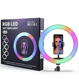 Селфи-лампа LED кольцевая 33см Voltronic MJ33 RGB + штатив