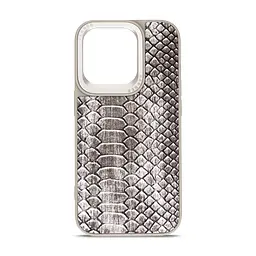 Кожаный чехол для Apple iPhone 14 Pro, Harder Lizard, серый, термополиуретан ТПУ + экокожа с имитацией кожи ящерицы, панель, защита корпуса, противоударный, микрофибра, рамка вокруг камеры, защита всего корпуса, (ARM76880)