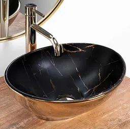 Умивальник Rea Sofia накладний gold marble black REA-U8012, Золотий - мініатюра 3