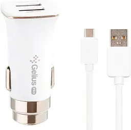 Автомобільний зарядний пристрій Gelius Apollo Pro GP-CC01 White з кабелем Type C