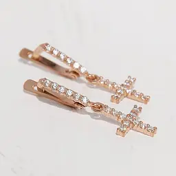 Золоті сережки з хрестиками S-0043