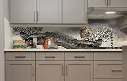 Вініловий кухонний фартух Happy Pocket Леопарди наклейка для кухні ПВХ коти Тварини Бежевий Z181822 - мініатюра 5