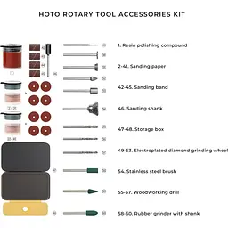 Набір насадок для граверів HOTO Rotary Tool Accessories Kit 60шт (QWFGJ001) [171986] - мініатюра 2