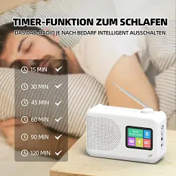 Цифрове DAB-радіо LFF з FM, Bluetooth, кольоровим дисплеєм, для кухні, працює від кабелю або батарейок - мініатюра 4