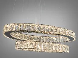 Світильник підвісний LED Diasha 7210/650+500HR, 50W, хром, сучасний стиль, регульована висота, пульт ДК - мініатюра 2