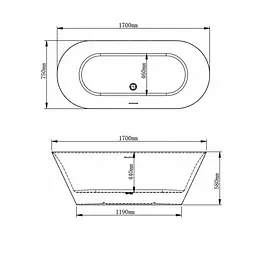 Окремостояча акрилова ванна VBI Grivola 170x75, біла VBI-070917 - мініатюра 6