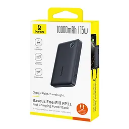 Зовнішній аккумулятор Baseus EnerFill FP11 Power Bank 10000mAh 15W Cosmic Чорний (Includes Simple C-Type Type-C Cable 20V/3A - мініатюра 2