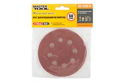 Шліфувальний лист круглий MasterTool на липучці наждаковий 125 мм x Р60 з отворами в упаковці 5 шт. - мініатюра 4