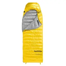 Спальник Naturehike CW400 L (NH18C400-D) з натуральним пухом жовто-сірий - мініатюра 2