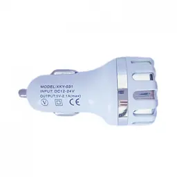 Зарядний пристрій в авто круглий рифлений 11587 2 USB 2.1 A White Silver (10962) - мініатюра 2