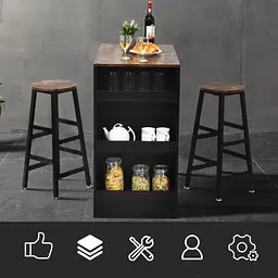 Барний стіл та 2 барні стільці Costway Picmi в стилі Loft - мініатюра 4