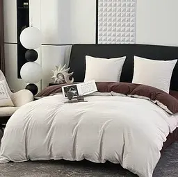 Постільна білизна L&M Home Textiles двоспальна постіль з вареної бавовни не вимагає прасування 100% бавовна 180х220см Каппучіно - мініатюра 2