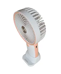 Вентилятор ручний акумуляторний з підставкою для телефону Mini Fan HX09-1 Білий з персиковим - мініатюра 2