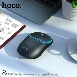 Миша Hoco DI47 Cool світло-флуоресцентна акумуляторна миша 2.4G / BT чорна - мініатюра 7