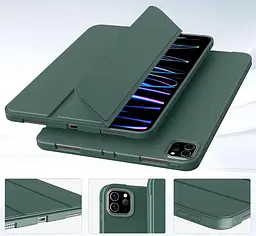 Чохол-книжка BeCover Tri Fold Soft TPU Silicone для Apple iPad Pro 11" M4 2024 Темно-зелений (711746) - мініатюра 3