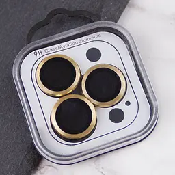 Захисне скло Metal Classic на камеру (у упак.) для Apple iPhone 14 Pro (6.1) / 14 Pro Max (6.7) Золотий / Gold - мініатюра 2