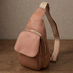 Практична жіноча сумка з однією лямкою через плече з великозернистої екошкіри Vintage 22764 коричнева