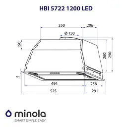 Витяжка повновбудована MINOLA HBI 5722 BL 1200 LED - мініатюра 10