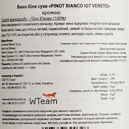 Вино Castelnuovo del Garda Pinot Bianco біле сухе 0.75 л - мініатюра 4