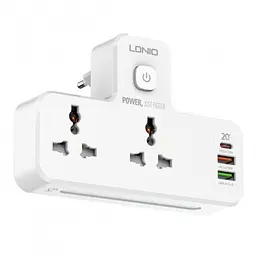 Мережевий подовжувач фільтр на 2 розетки із захисними шторками 2 USB 3A + Type C