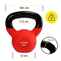 Гиря металева Cornix 8 кг з вініловим покриттям XR-0436 Red/Black - мініатюра 7
