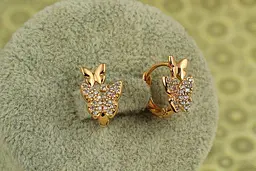 Сережки дитячі Xuping Jewelry Два метелика 1,4 см золотисті - мініатюра 2