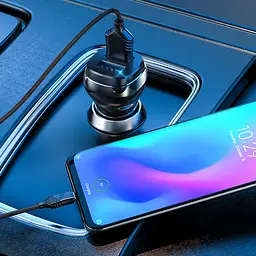 Адаптер автомобільний HOCO Type-C Cable Superior dual port car charger set Z40 зарядний чорний - мініатюра 4