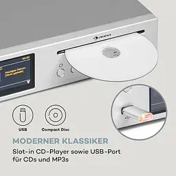 Підсилювач ресивер Auna HiFi CD Silver Star Internet/DAB+/FM CD WiFi (10036446) - мініатюра 4