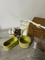Подарунковий набір для створеня 2х свічок салатовий