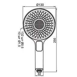 Ручний душ Koer 3 режими KP-0403-05 KR4993, Чорний матовий - мініатюра 2