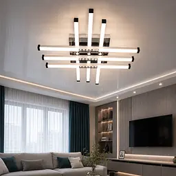 Сучасна стельова LED-люстра Diasha 2532WH+BK dimmer білий + чорний, 60 Вт, з пультом і димером, 68 см, до 10m2 - мініатюра 6