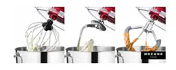 Кухонний комбайн Mozano професійний тістоміс Kitchen Machine 2300 Вт чаша 6,2 л Red Кулінарна книга в подарунок - мініатюра 5