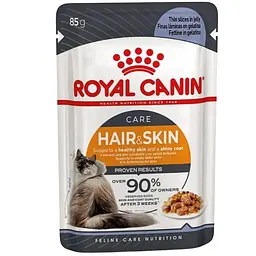 Вологий корм для котів Royal Canin Hair & Skin Care шматочки в желе 85 г