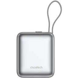 Універсальна мобільна батарея Choetech 10000mAh 35W PD3.0 USB-C In/Out, LED Display, with buid-in type-C cabel сіра