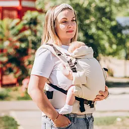 Ерго рюкзак з льону від народження до 18 місяців Adapt Coolbabka Бежевий - мініатюра 2