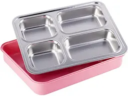 Ланч-бокс Snack на 4 секції пластик та нержавіюча сталь. Kamille 1800 мл kuh0007590 - мініатюра 4