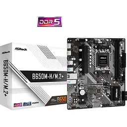 Материнська плата ASRock B650M-H/M.2+ (AM5/B650, 2*DDR5, PCIex16, DP/HDMI, 4xSATA, 2xM.2, GLan, 7.1ch, mATX) (B650M-H/M.2+) - мініатюра 2