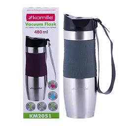 Термокухоль Kamille KM-2051 сіра 480 мл - мініатюра 5