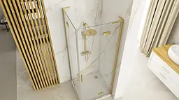 Душова кабіна Rea Hugo 80x80 gold подвійна REA-K6608, Золотий, Універсальна, прозорий, золотий - мініатюра 4