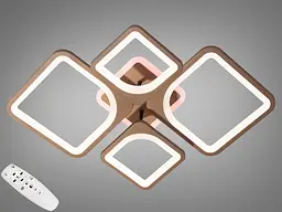 Люстра стельова LED Diasha 8060/2+2CF, 100W, 3200K-6500K, коричневий метал, сучасний стиль для дому