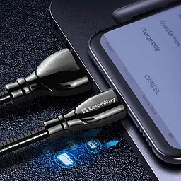 Кабель ColorWay USB - Apple Lightning (metal spring) 2.4А 1 м Black - мініатюра 4