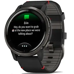Смарт-годинник Garmin Venu 2 Slate with Black Leather Band (010-02430-21) - мініатюра 2
