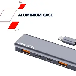 USB-Хаб Canyon USB-хаб DS-18 5in1 USB-C Grey (CNS-TDS18) - мініатюра 4