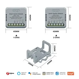 Реле Zigbee Moes ZM-104B-M Tuya Smart Switch 2ch 10 А двоканальне - мініатюра 3
