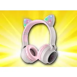 Навушники бездротові Hoco W27 Cat Ear BT та AUX з вушками сірі 6931474718457 - мініатюра 2
