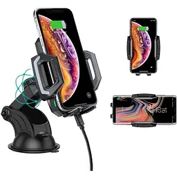 Автомобільне кріплення Choetech з 15W Fast Wireless Charger 4.7-7.2" на панель - мініатюра 2