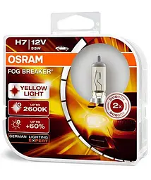 Автолампа галогенна Osram Fog Breaker +60% 12V H7 60/55W 2600K 2 шт (62210FBR-BOX)