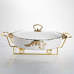 Марміт порцеляновий  Yiwu  Margaret 2 л 35х25 см зі скляною кришкою (YYSH1216) Yiwu YYSH1216