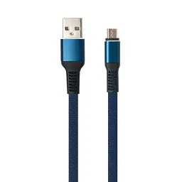 Дата кабель USB 2.0 AM to Micro 5P 1m flat nylon blue Vinga (VCPDCMFNB1B) - мініатюра 2